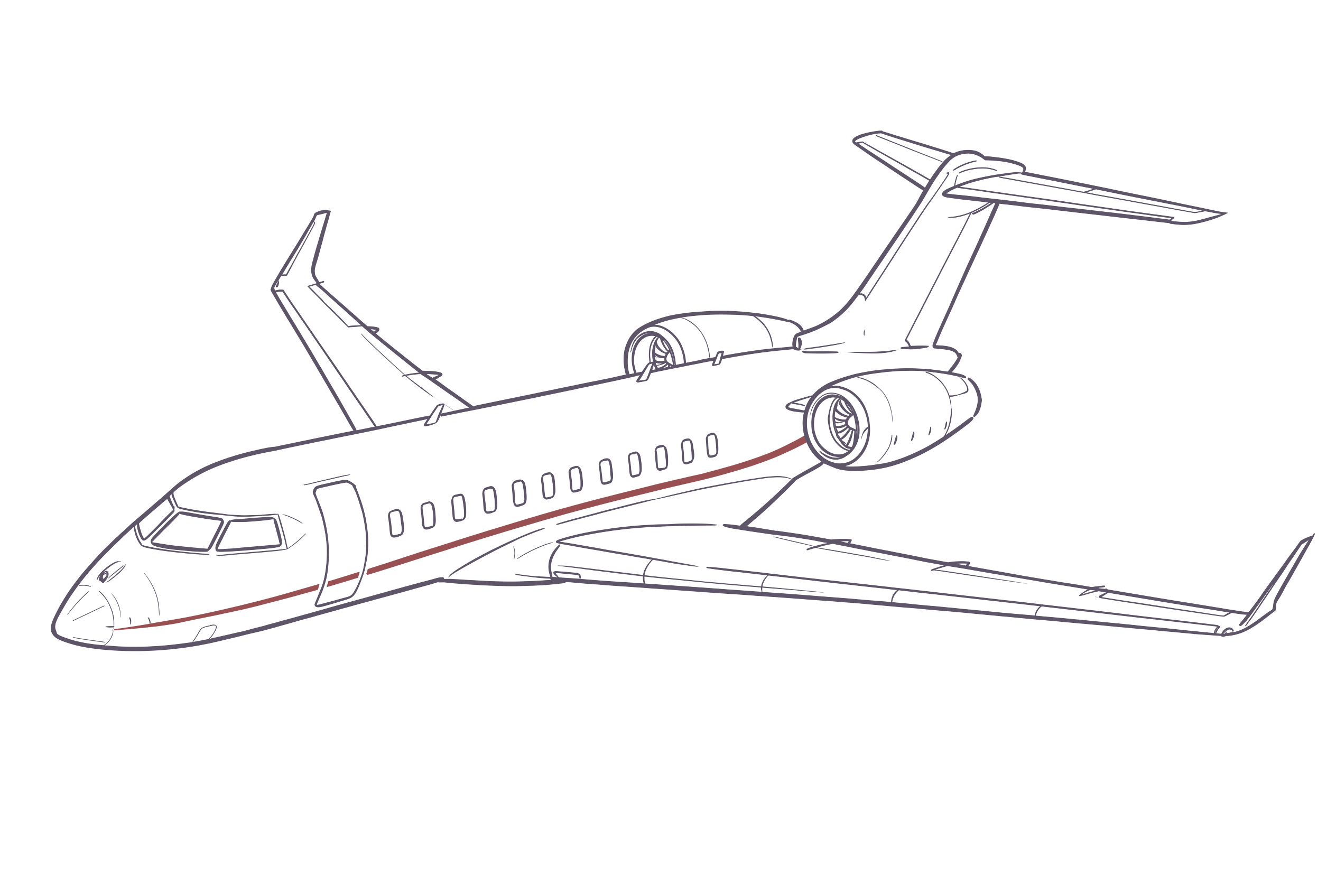Bombardier Global 5500 line illustration, representative of Bombardier Global 5000